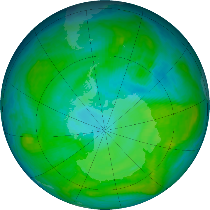 Antarctic ozone map for 31 January 1981
